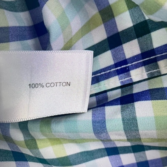 Orvis Men’s 100% Cotton Plaid Button Up Shirt Blue Green Size L - Picture 5 of 9